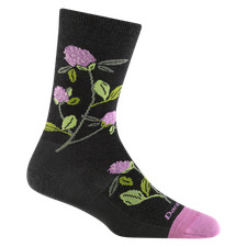 DARN TOUGH 6104 Charcoal Women's Blossom Crew Lightweight Lifestyle Socks Leaf