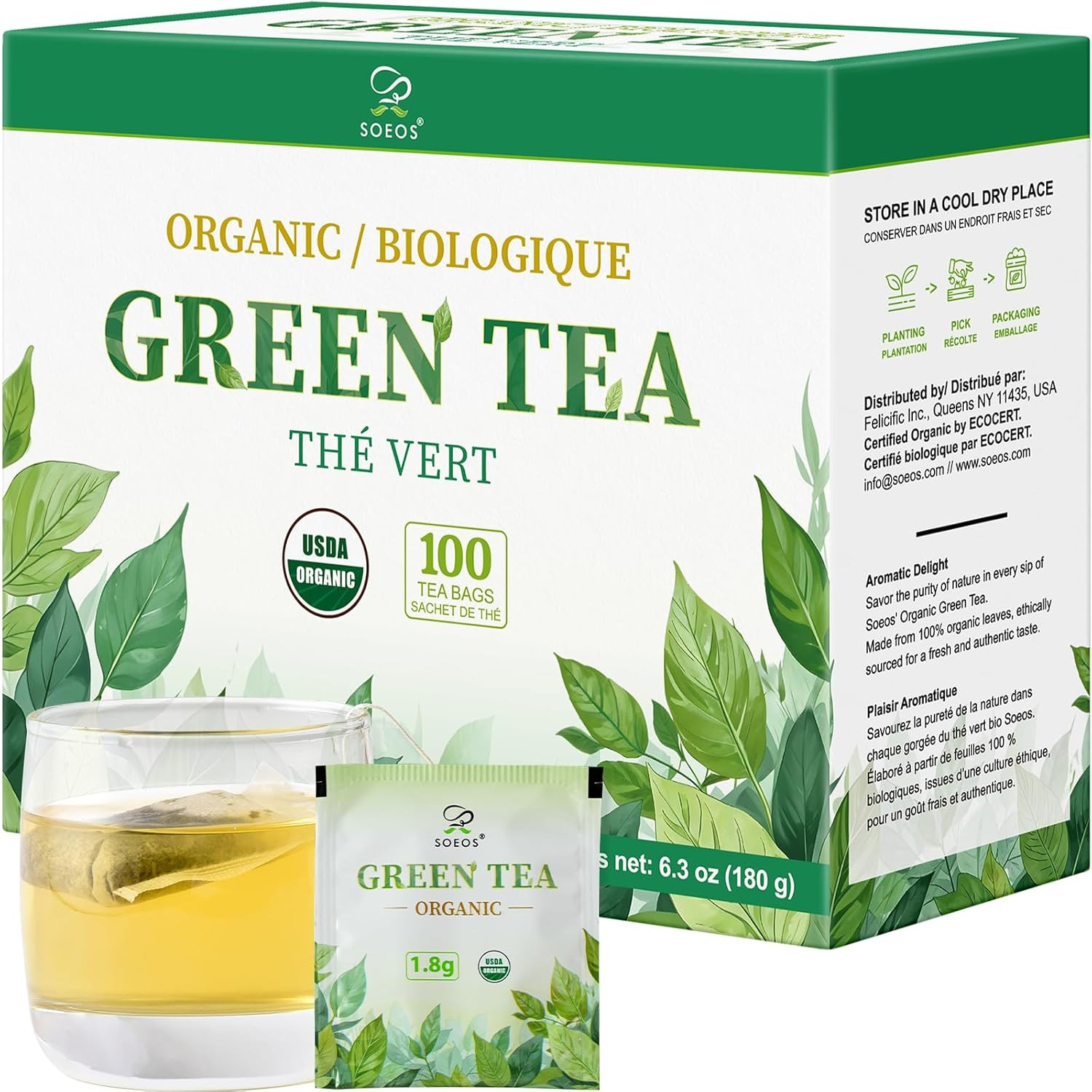 , 100 Tea Bags (pack Of 1), Caffeinated, Low Caffeine, Fresh An