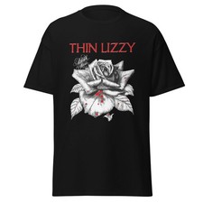 T-shirt uomo Thin Lizzy nera rosa stampa jumbo licenza ufficiale nera