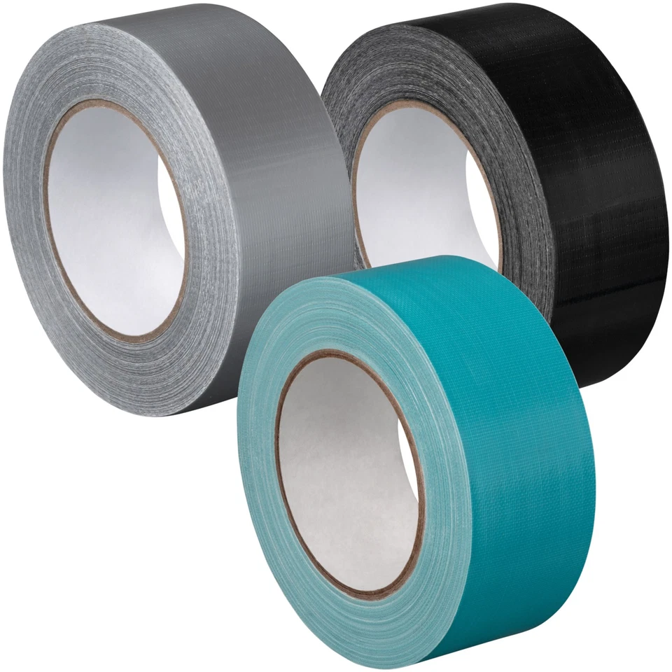DOITBAU 48x Gewebeband Schwarz Silber Blau Multiband Panzertape Panzerband Klebeband