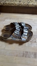 Birkenstock Silver Synthetic Slide Sandals Women  s US 7 Buckle Adjustable