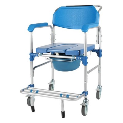350LBS Rolling Shower Chair Commode Wheelchair Assist Mobility Medical Transport