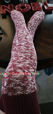 Speckled Marled Thigh High Socks Over The Knee OTK Cotton Cable Knit Valentines
