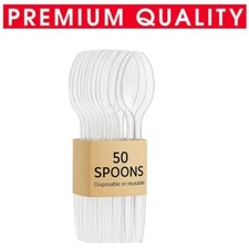 150 Set Heavy Duty Clear Disposable Plastic Cutlery Spoons Forks Knives Reusable