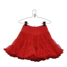 Malco Modes Square Dance Petticoat Skirt Womens S Red Mesh 4 Tiered Lace Trim