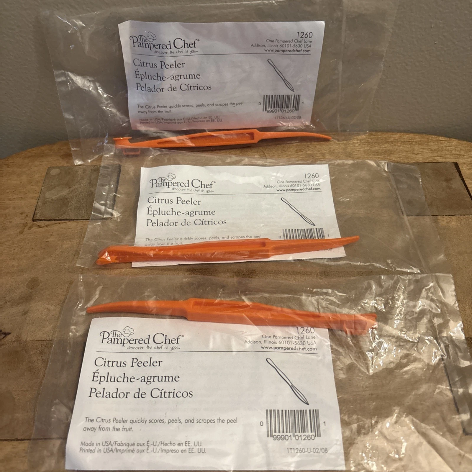 3 Pampered Chef Citrus Peeler 1260 Sealed Lot Fruit Kitchen Tool Gadget NEW