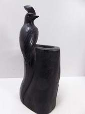VINTAGE BIRD OF PARADISE ON HOLLOW LOG STATUE VASE CAST RESIN