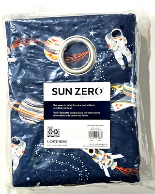 Sun Zero Space Astraunaut Planets One Panel Navy 40x84in