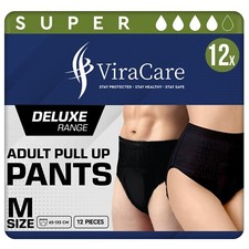 12 x Black Incontinence Pants Women & Men | Pull Up Pants | Size M, L, XL, S