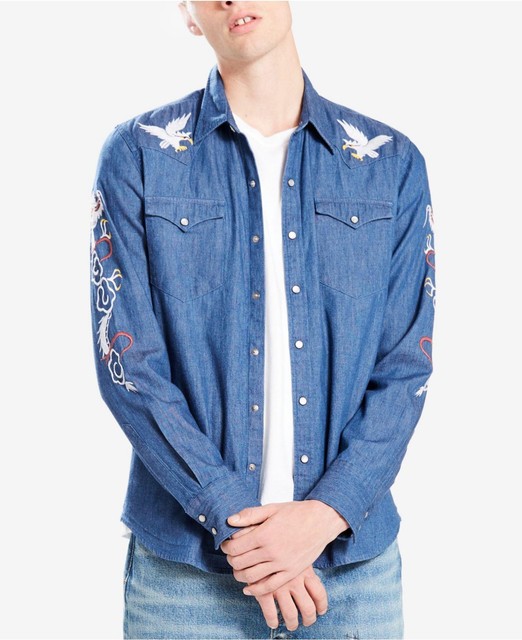 Eagle Embroidered Button Down Shirt 