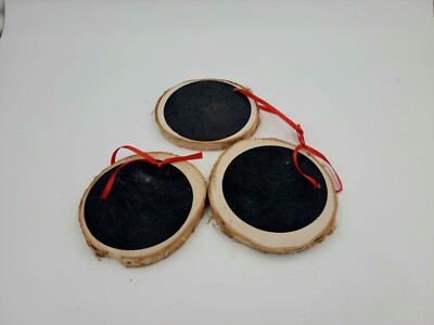 Wood Slice Chalkboard Ornaments 3-Pack  Christmas DIY Blank