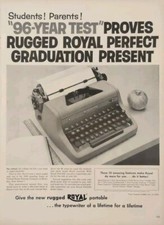 1954 Royal Typewriter Print Ad, 96 Year Test, Rugged Graduation Gift Print Ad  thumbnail