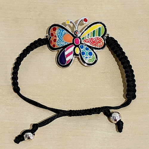 Bracciale Burro Boho Multicolore Bellissimo Nero Stringa Regolabile Macramè OS