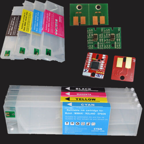 Refillable cartridge with Permanent ARC chip for Roland ECO-SOL MAX 4pcs/set - Picture 1 of 2