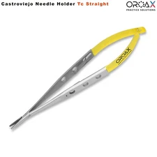 Portaagujas Castroviejo TC 17 cm Recto para Cirugía y Suturas Dentales OROAX