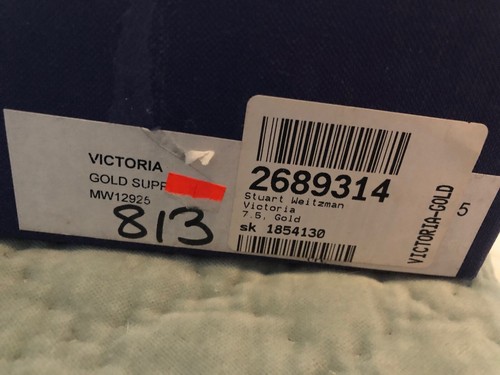 Stuart Weitzman “VICTORIA” Peep Toe METALIC GOLD Calfskin Platform Pump Size 7.5 - Picture 6 of 6