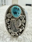 Eagle Turquoise Vintage Native American Sterling Silver Men’s Ring Size 14