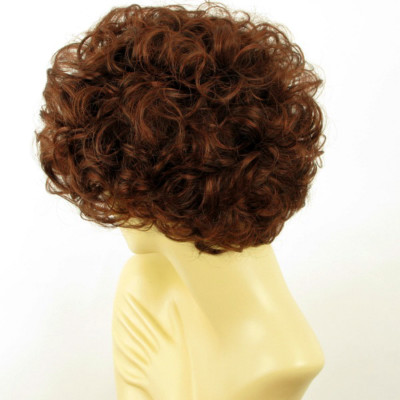 Perruque Femme Courte Bouclée Châtain Cuivré Intense - Marque MARIE LOU Ref 322 - Neuf Avec étiquettes
