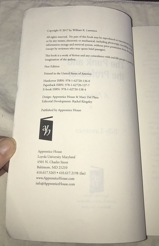 The Punk and the Professor A Novel by Billy Lawrence PB Book 2017 First Edition - Picture 5 of 6