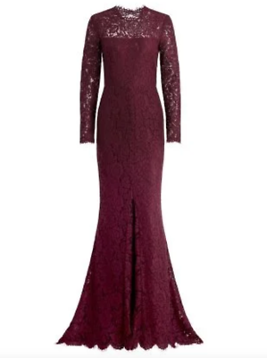 NWT Rachel Zoe Angie Fig Purple Lace Open Back Long Sleeve Gown Dress Sz 12  $525 | eBay