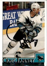 Craig Janney Signed Auto 1995-96 Bowman card San Jose Sharks