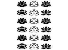 Lotus Flower 18 pcs 1 Inch Black Fused Glass Decals