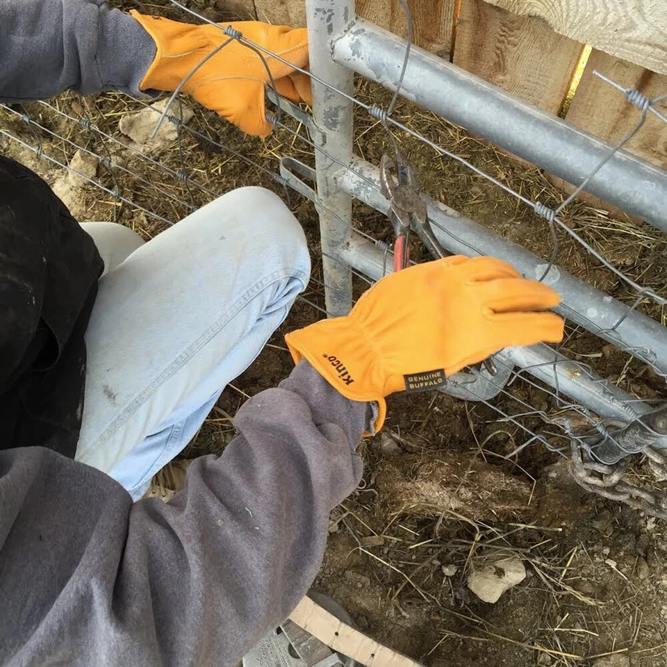 Guantes de trabajo y rancho de cuero de búfalo forrados de grano Kinco 81HK-M, medianos Foto 4 de 4