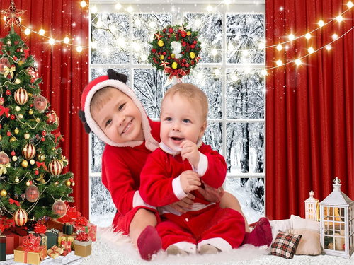 10X10Ft Christmas Window Backdrop for Photography Winter Snow Scene Xmas Party D - Picture 2 of 7
