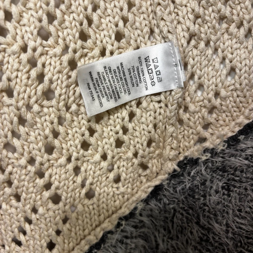 Max Studio Girls Cardigan Sweater Knit Faux Fur Sleeveless Lace Beige Gray Girls - Image 4 of 4