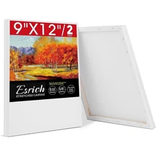 Stretched Canvas for Painting 2 Pack 9x12 Inch Primed Acid-Free Cotton Blank