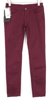 RICHMOND Punk Damen Hose 28 Lila Slim Stretch Baumwolle Flatfront Freizeit *