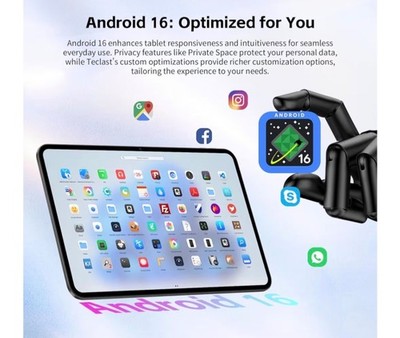 Android 16 Tablet,11 Inch Tablet with 24GB RAM 128GB ROM,Octa-Core