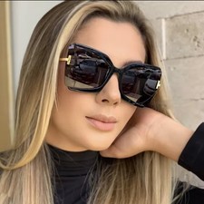 Luxury Brand Designer Women Sunglasses Black Frame T Style