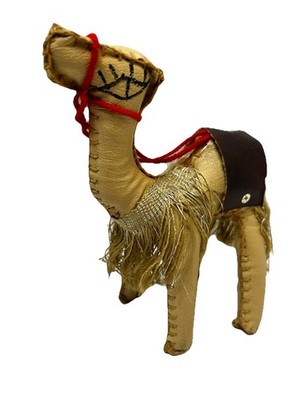 Vintage Handmade Leather Camel Figurine Hand Stitched 1 Hump Standing 7.25 x 5.5