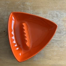 Vintage 1960’s 70’s Orange Triangle Ceramic Ashtray 7003 Made In The USA