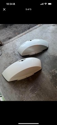 Victory Cross Country Saddle Bag Lids Pair Suede Pearl White Paint - 352/PWU