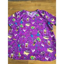 Scrubstar Disney The Nightmare Before Christmas Women's V-Neck Print Scrub Top