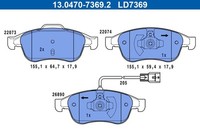 Ate 13.0470-7369.2 Bremsbelag Keramik Vorne , Passt Zu: Mercedes Citan Tourer (W