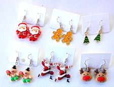 christmas dangle holiday earrings lot of 6 free shipping