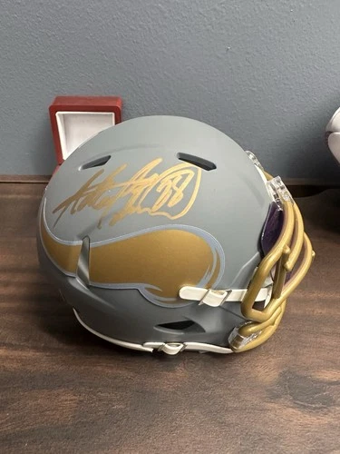 Adrian Peterson Minnesota Vikings Signed Slate Mini Helmet Beckett COA