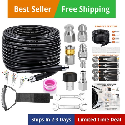 #ad 100FT Sewer Jetter Kit for Pressure Washer 5800 PSI Water Jet Drain Cleaner ... $123.99
