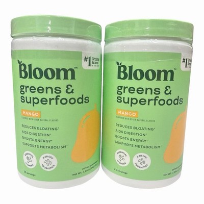 2 (4.99oz/25 servings each) Bloom Nutrition Greens & Superfoods Powder Mango