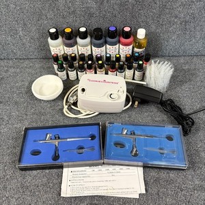 Cookie Countess Airbrush Compressor Kit AmeriColor Paint Lot Tested