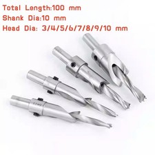 3 4 5 6 7 8 9 10mm HSS Countersink Drill Bit Reamer Woodworking Chamfer & Wrench