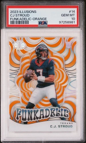CJ STROUD RC PSA 10 - RARE 2023 ILLUSIONS FUNKADELIC ORANGE  - HOUSTON TEXANS