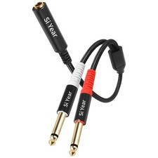 1/4 Inch Stereo Female To Dual 1/4 Inch Mono Male Y Splitter 1 Foot Cord Kit