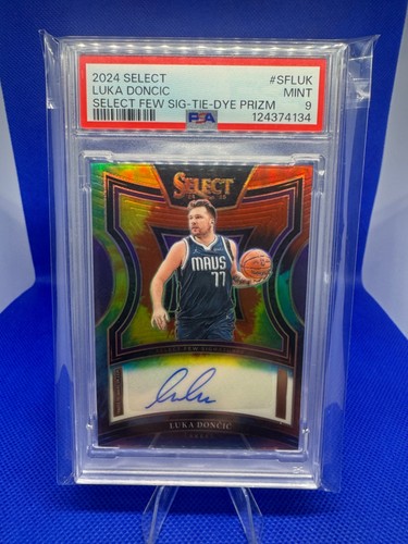 Luka Doncic 2024-25 Panini Select Few Signatures Tie Dye Prizm Auto # 4/25 PSA 9