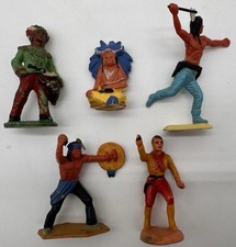 5 Indiens Cow-boy Starlux Clairet. Plastique. Années 1950/1960 Peints à la main.
