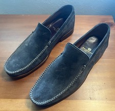 Bruno Magli Boca Nubuck Loafers Men's 9 Gray Leather Made in Italy