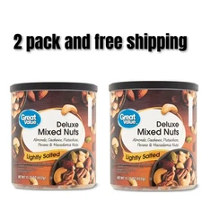 Great Value Lightly Salted, Deluxe Mixed Nuts, 15.25 oz 2 PACK